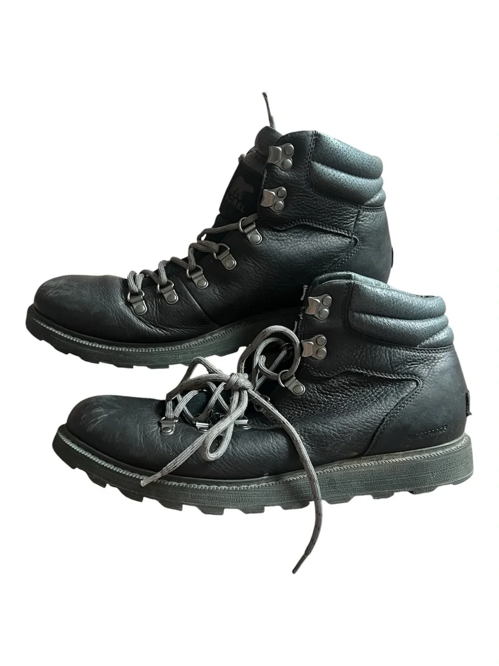 Sorel Men's Black Leather Lace-Up Hiking Boots, size 10.5